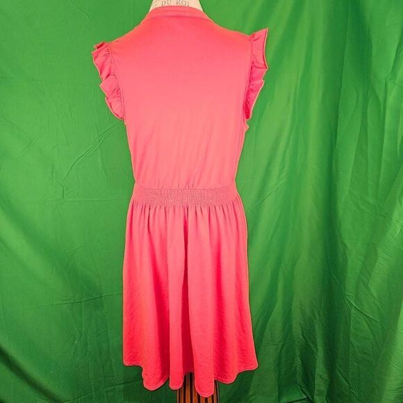 Matilda Jane Womens Coral Ruffle Cap Sleeve One Way Dress Large - Picture 2 of 5